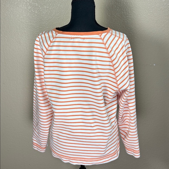 Orvis Women’s Orange & White Striped Cotton Top | Size Large - Picture 2 of 3